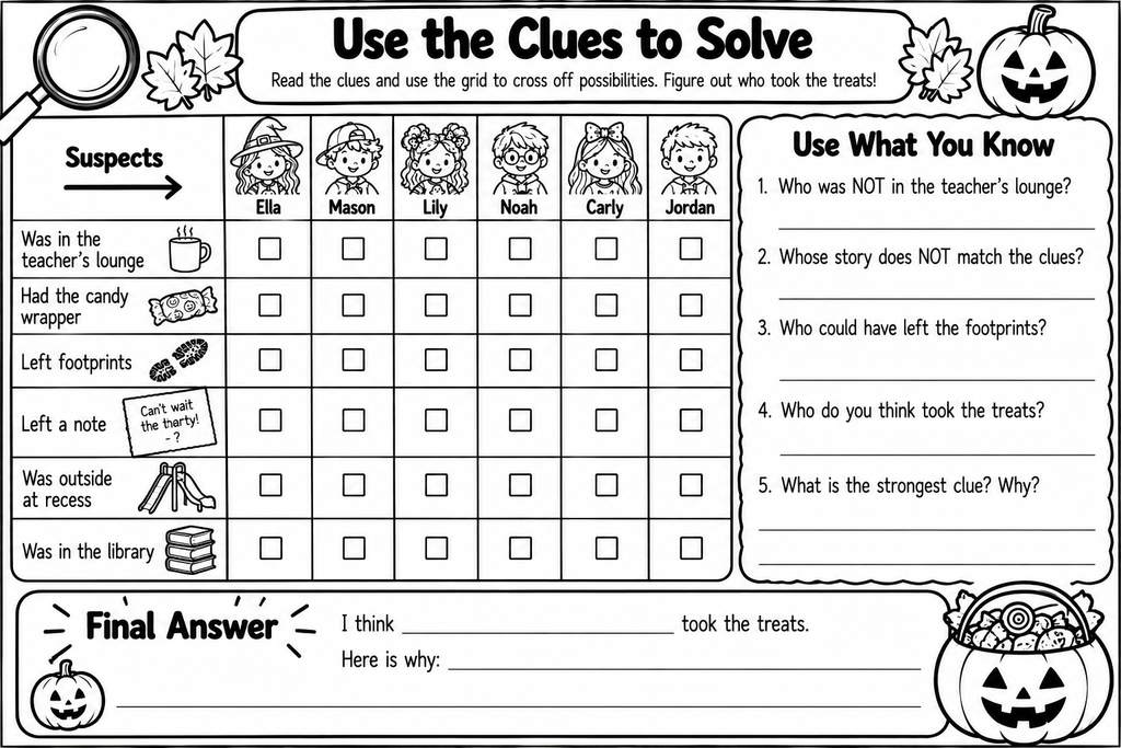 Halloween Reading Mystery | The Case of the Missing Treats | Grades 2–4