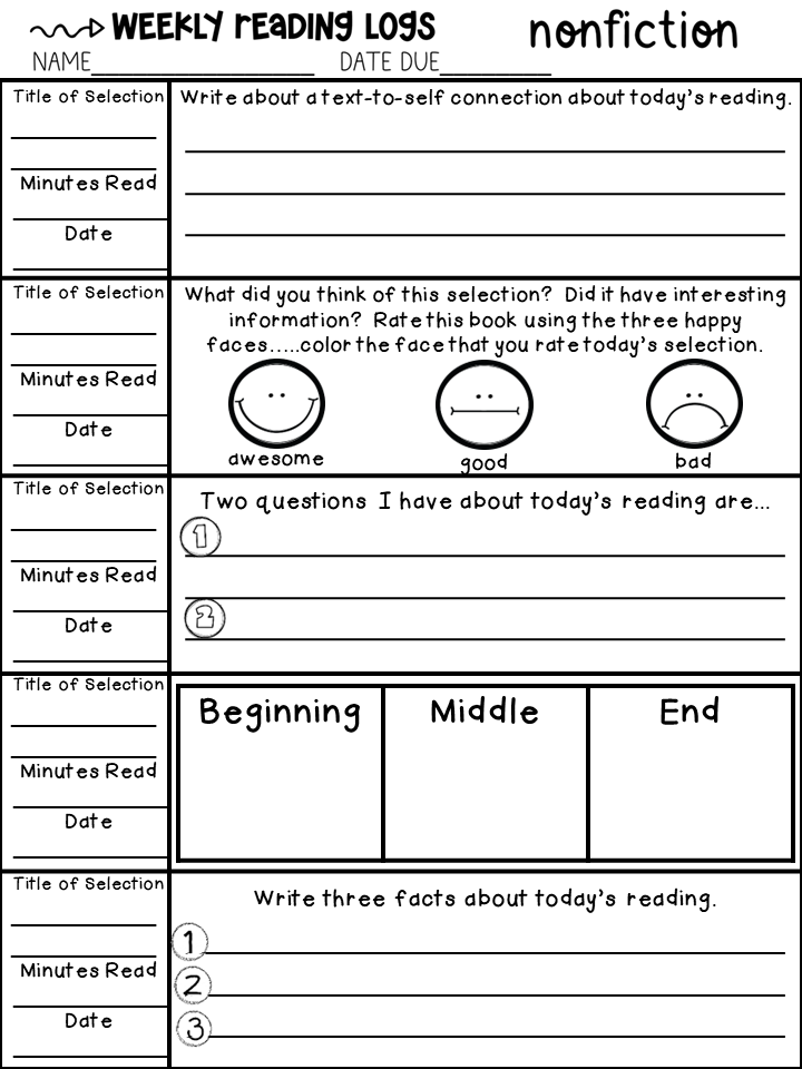 Complete Weekly Reading Logs Bundle | Fiction, Nonfiction & Comprehension Strategies | Grades 3–6