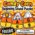 Beginning Sound Candy Corn Puzzles freebie printable phonics activity
