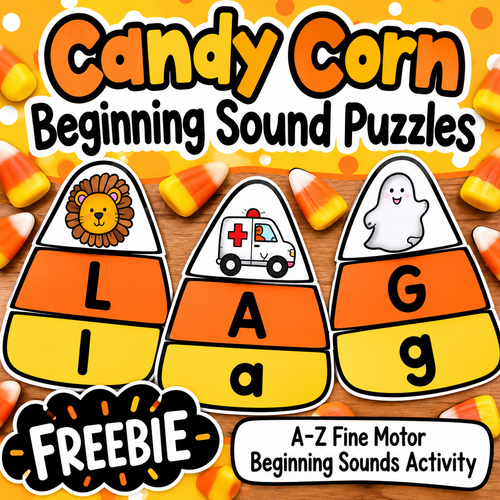 Beginning Sound Candy Corn Puzzles freebie printable phonics activity