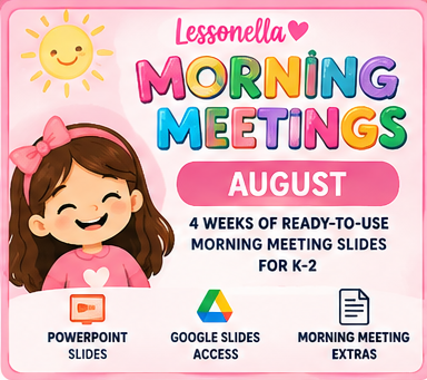 Lessonella Morning Meetings august cover