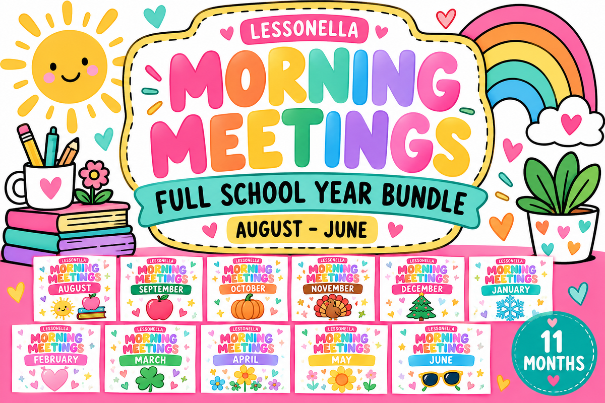 Lessonella Morning Meetings full school year bundle August through June