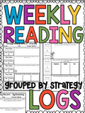 Weekly reading logs grouped by comprehension strategy cover