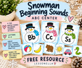 Snowman Beginning Sounds free winter phonics center